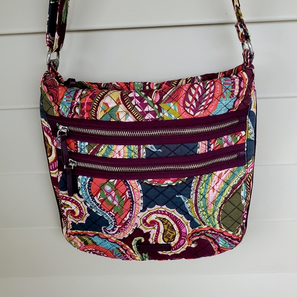 Vera Bradley Iconic Triple Zip Hipster Heirloom Paisley Crossbody Bag - Picture 5 of 14